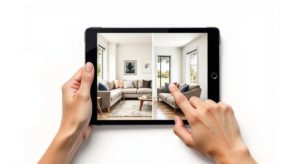 Screenshot of a room being redesigned using Roomalune AI, showcasing the user-friendly interface.
